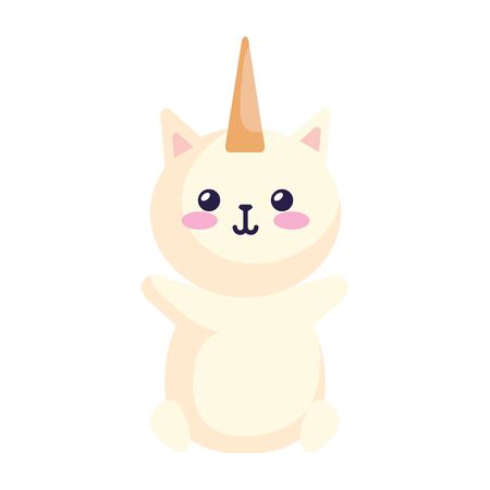 cute cat unicorn fantasy icon vector illustration designのイラスト素材