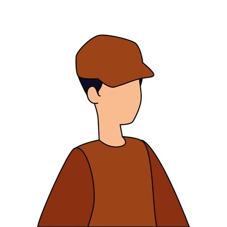 young man with cap avatar character vector illustration designのイラスト素材