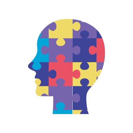 profile head with puzzle pieces vector illustration designのイラスト素材