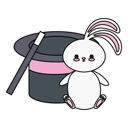 cute rabbit with hat wizard isolated icon vector illustration designのイラスト素材
