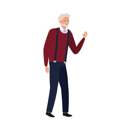 old man elegant avatar character vector illustration designのイラスト素材