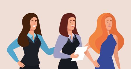 group of businesswomen avatar character vector illustration designのイラスト素材