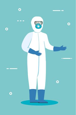 person with biohazard suit protection isolated icon vector illustration designのイラスト素材