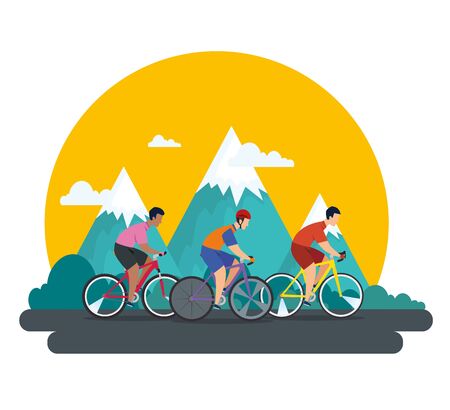 group of cyclists in championship vector illustration designのイラスト素材