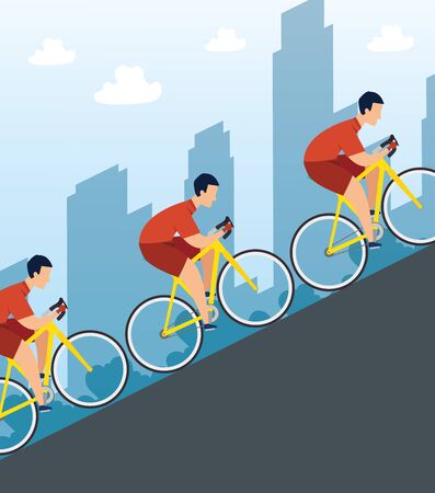 group of cyclists in championship vector illustration designのイラスト素材
