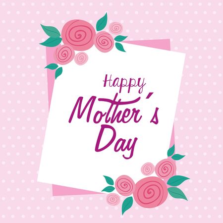 happy mother day card with cute flowers decoration vector illustration designのイラスト素材