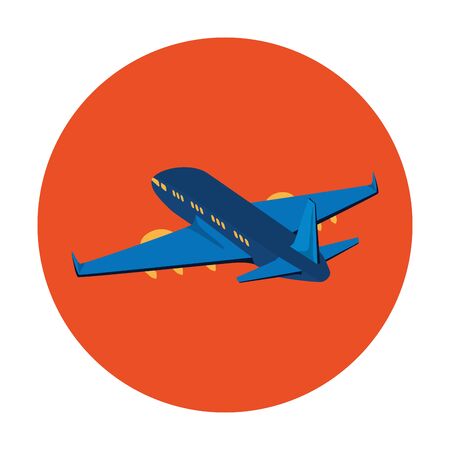 airplane flying in frame circular isolated icon vector illustration designのイラスト素材