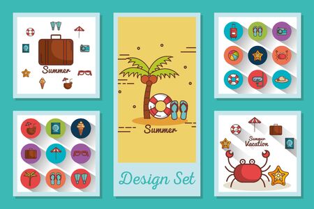 designs set of summer icons vector illustration designのイラスト素材