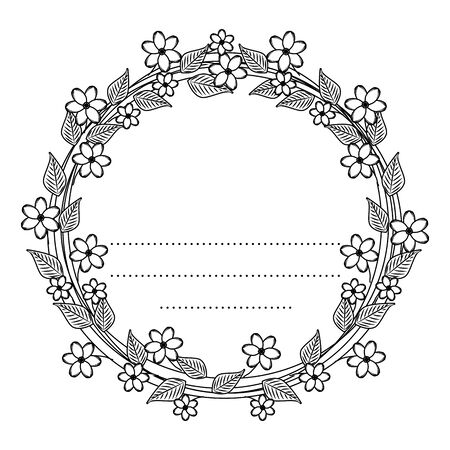 circular postcard with flowers and leafs decoration vector illustration designのイラスト素材