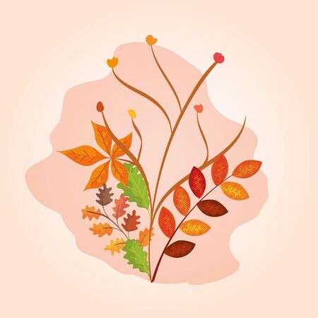 branches with leaves of autumn vector illustration designのイラスト素材