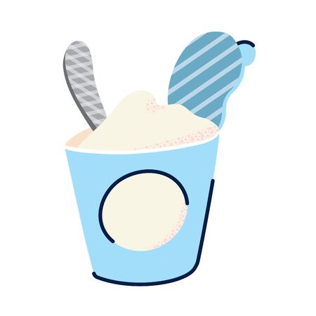 delicious ice cream in bowl isolated icon vector illustration designのイラスト素材