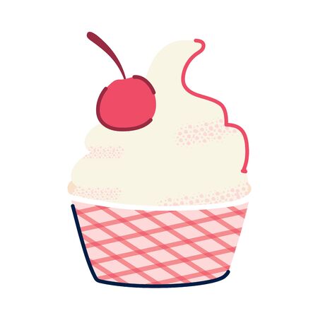 delicious cupcake with cherry icon vector illustration designのイラスト素材