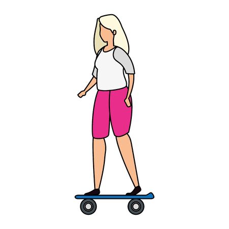 woman with blonde hair in skateboard vector illustration designのイラスト素材