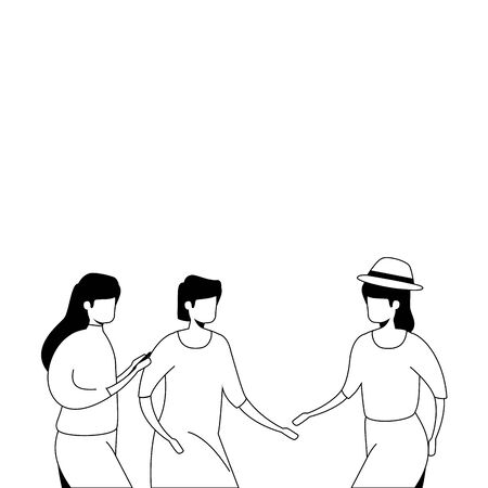 group of women avatar character icons vector illustration designのイラスト素材