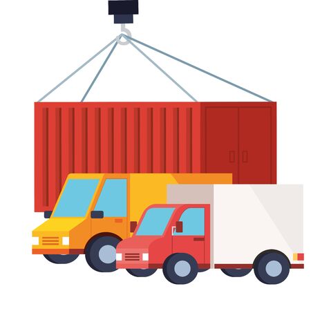 delivery service vehicles and container vector illustration designのイラスト素材
