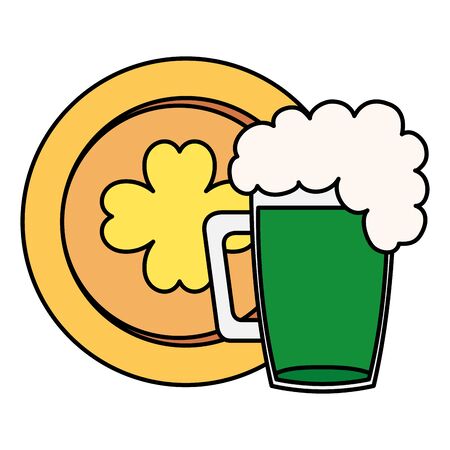 coin with clover and jar beer vector illustration designのイラスト素材