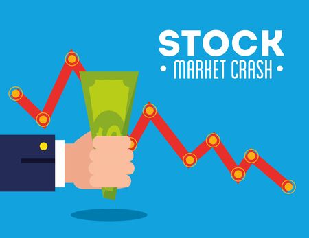 stock market crash with hand and icons vector illustration designのイラスト素材