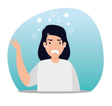 woman with stress attack avatar character vector illustration designのイラスト素材