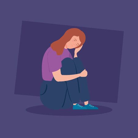 woman sitting with stress attack vector illustration designのイラスト素材