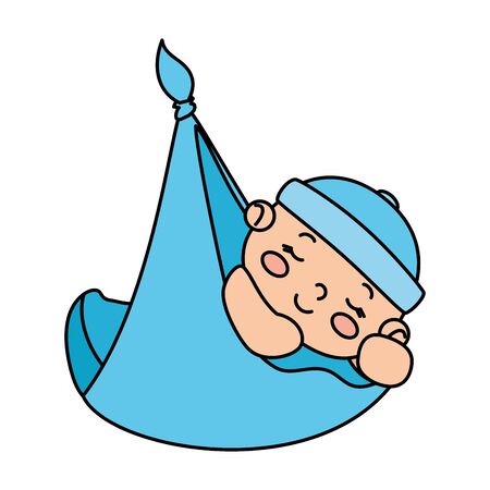 cute little baby boy hanging in diaper vector illustration designのイラスト素材