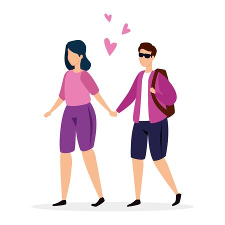 young couple avatar character icon vector illustration designのイラスト素材