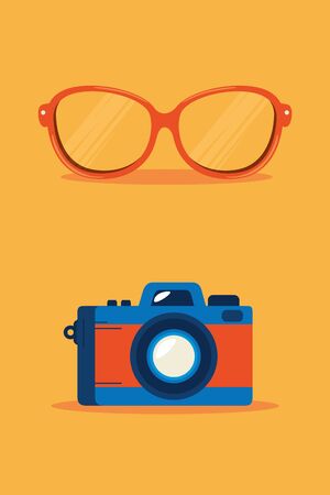 camera photographic with eyeglasses icons vector illustration designのイラスト素材