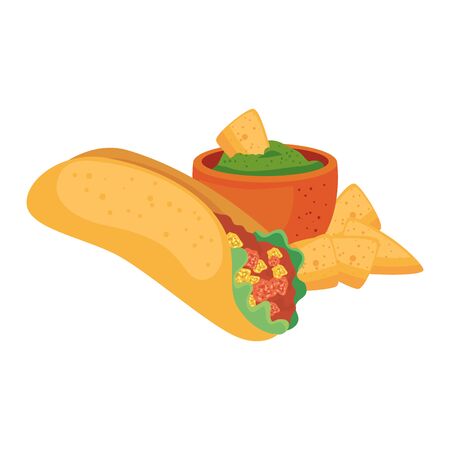 Mexican burrito nachos and bowl design, Mexico culture tourism landmark latin and party theme Vector illustrationのイラスト素材