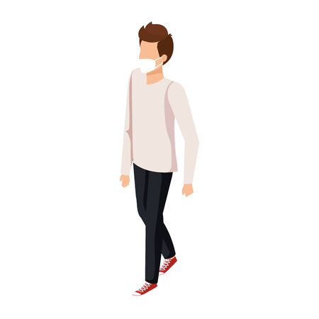 young man with face mask isolated icon vector illustration designのイラスト素材
