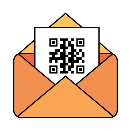 qr code inside envelope design of technology scan information business price communication barcode digital and data theme Vector illustrationのイラスト素材