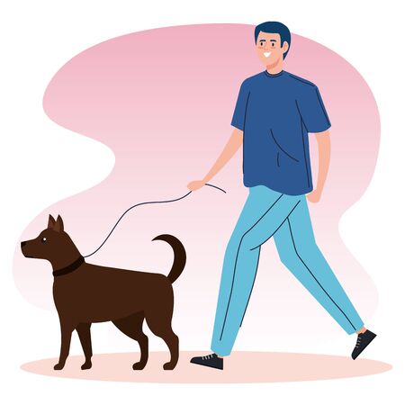 man walking your dog avatar character vector illustration designのイラスト素材