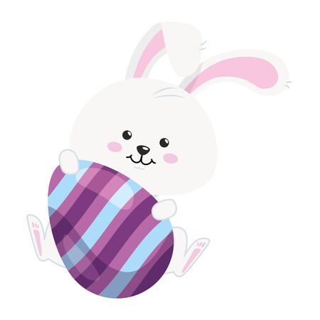 cute rabbit with egg easter isolated icon vector illustration designのイラスト素材