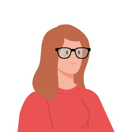 beautiful woman with eyeglasses avatar character icon vector illustration designのイラスト素材