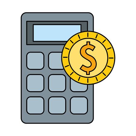 calculator math with coin isolated icon vector illustration designのイラスト素材