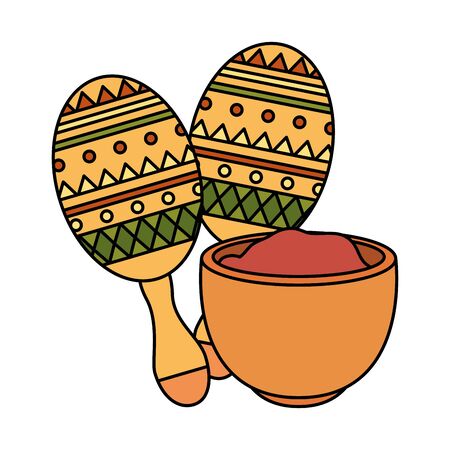 Mexican maracas and bowl design, Mexico culture tourism landmark latin and party theme Vector illustrationのイラスト素材