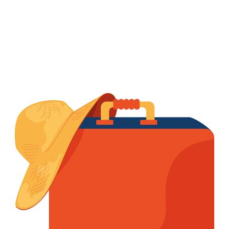 summer hat female with suitcase isolated icon vector illustration designのイラスト素材