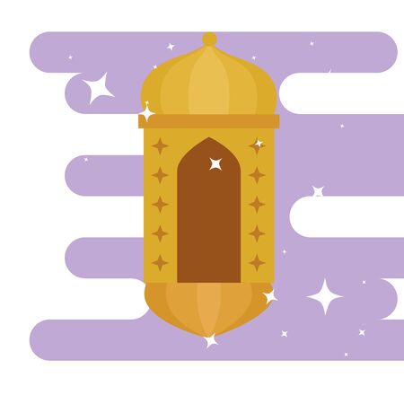 ramadan kareem poster with lantern hanging vector illustration designのイラスト素材