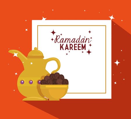 ramadan kareem poster with utensils traditionals vector illustration designのイラスト素材