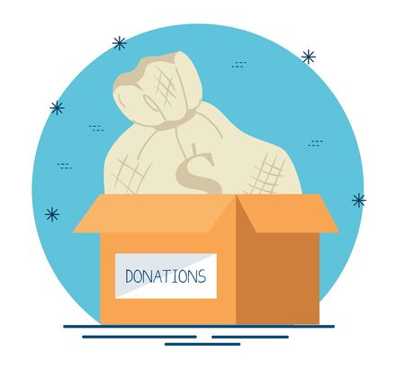 charity donation box with bag of money vector illustration designのイラスト素材