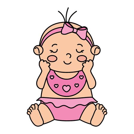 cute little baby girl isolated icon vector illustration designのイラスト素材