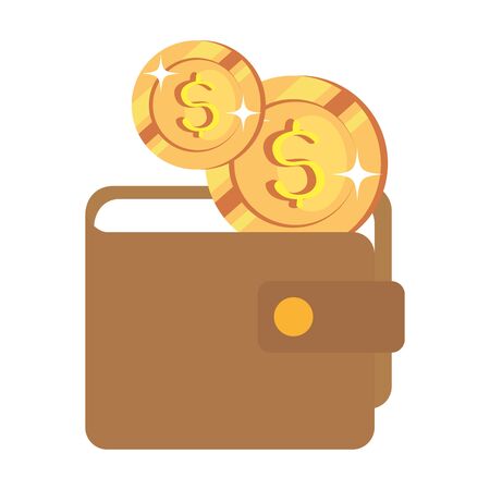 coins cash with wallet isolated icon vector illustration designのイラスト素材