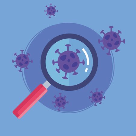 magnifying glass with particles of coronavirus 2019 ncov vector illustration designのイラスト素材