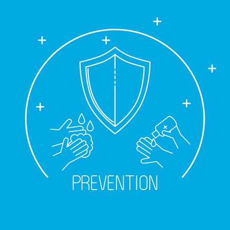 shield with icons of prevention covid 19 vector illustration designのイラスト素材