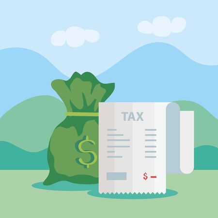 tax day poster with voucher paper and icon vector illustration designのイラスト素材