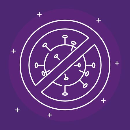 particle of covid 19 in forbidden sign vector illustration designのイラスト素材