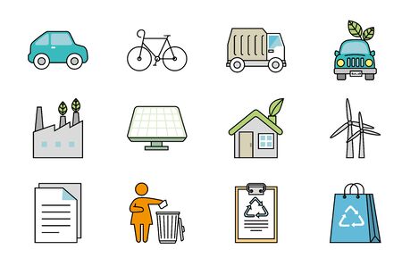 bundle of ecology friendly set icons vector illustration designのイラスト素材