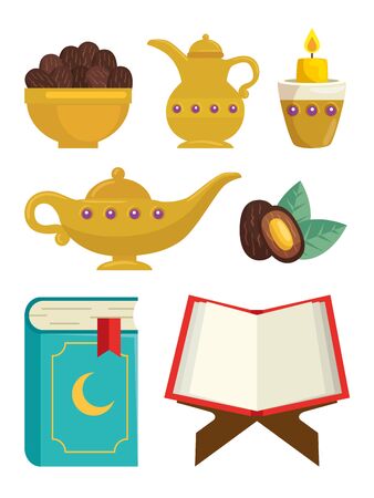 set of utensils traditionals of ramadan kareem vector illustration designのイラスト素材