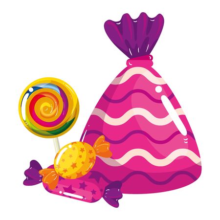 set of delicious candies isolated icons vector illustration designのイラスト素材