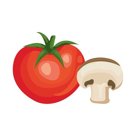 fresh tomato with mushroom vegetables vector illustration designのイラスト素材