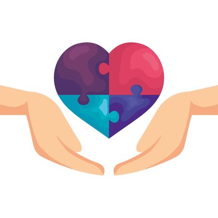 hands with heart of puzzle pieces icon vector illustration designのイラスト素材