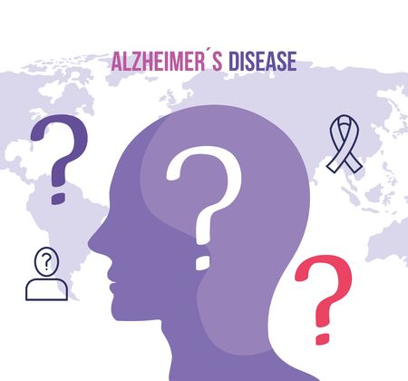 world alzheimer day with head profile vector illustration designのイラスト素材